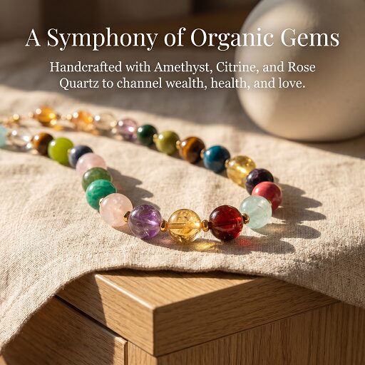 Balanced serenity multi-gem bead necklace daily gentle aesthetic ornament
