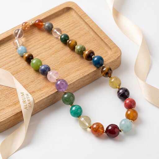 Balanced serenity multi-gem bead necklace daily gentle aesthetic ornament