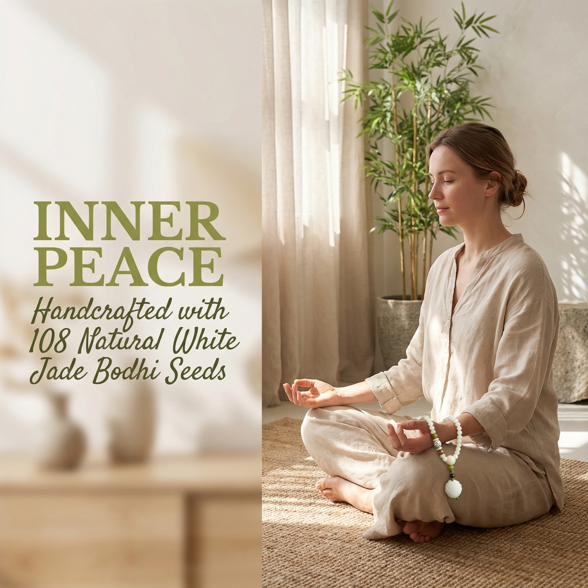 Natural White Jade Bodhi Seeds Mala Bracelet - Image 9