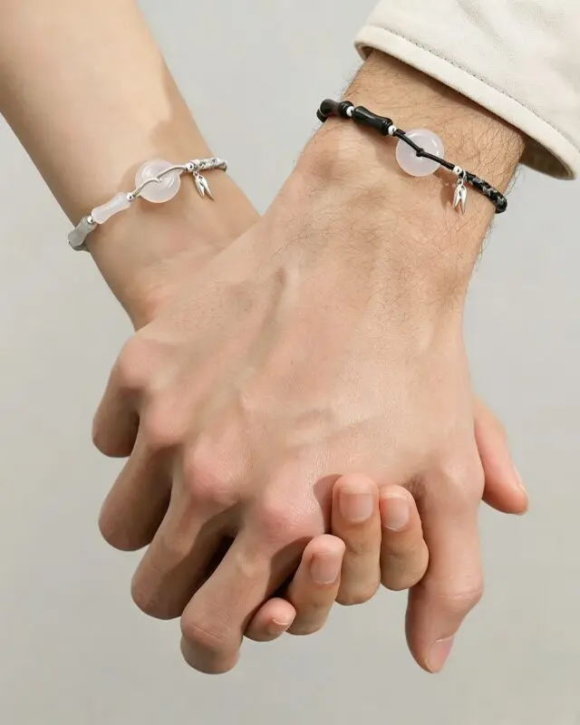 Bamboo Peace Lock Couple's Braided Bracelet Set | DaoEast