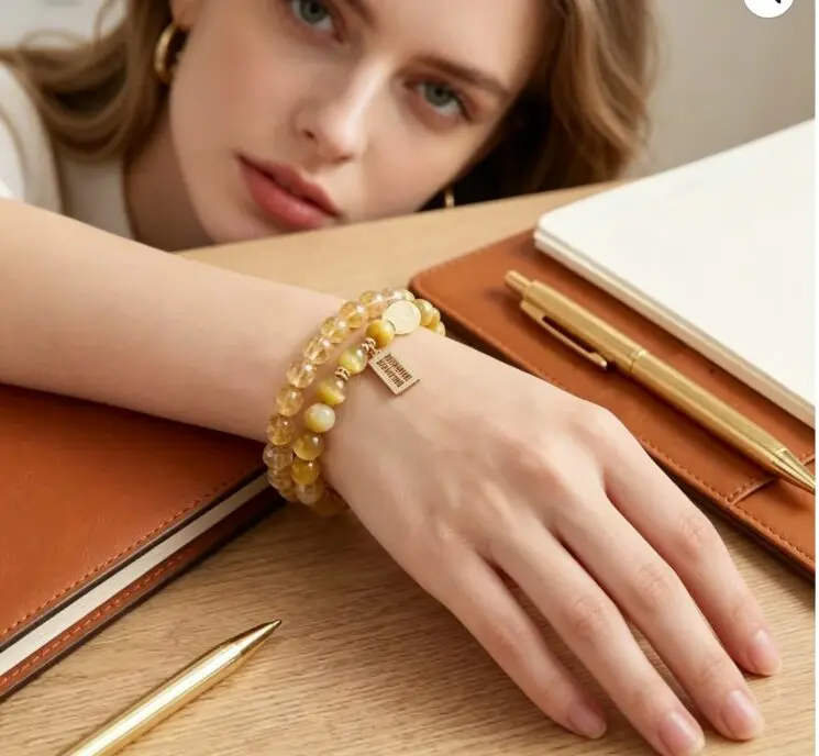 Yellow Rutilated Quartz & Tiger's Eye Multi-Gem Bracelet | DaoEast