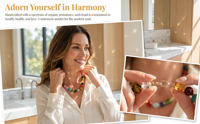 Balanced serenity multi-gem bead necklace daily gentle aesthetic ornament