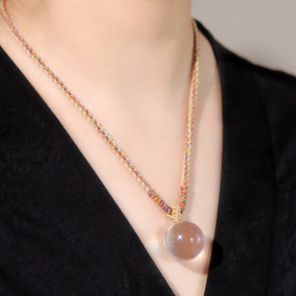 DaoEast Calm 20mm crystal ball necklace with delicate woven color rope - minimalist design