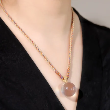 DaoEast Calm 20mm crystal ball necklace with delicate woven color rope - minimalist design