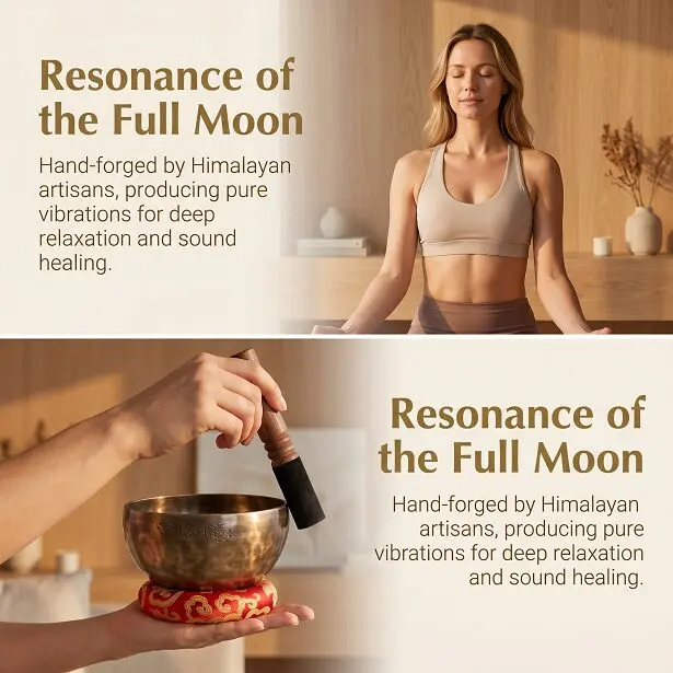 Full Moon Singing Bowl with Om Mani Padme Hum Engraving