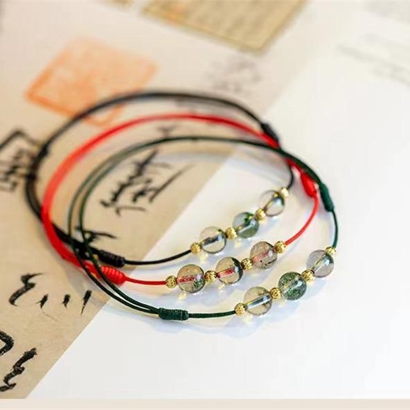 Green Phantom Crystal Anklet Red Black Green Rope Options