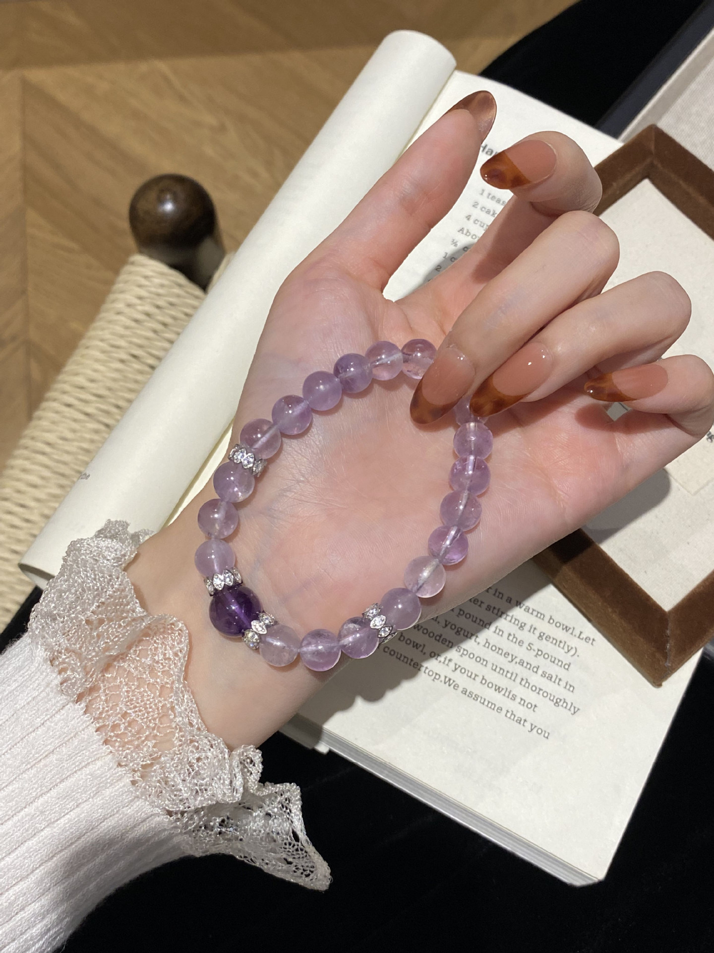 Amethyst Bracelet Worn on Wrist Daily Healing Jewelry
