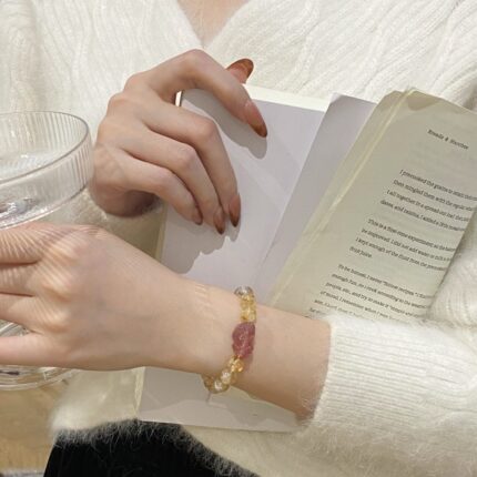 16.4g elastic citrine bracelet with pink crystal Pi Xiu
