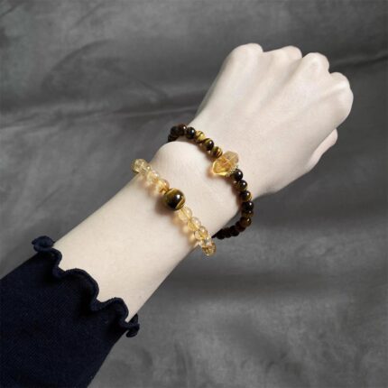 Tiger's eye citrine double wrap bracelet wearing effect on wrist