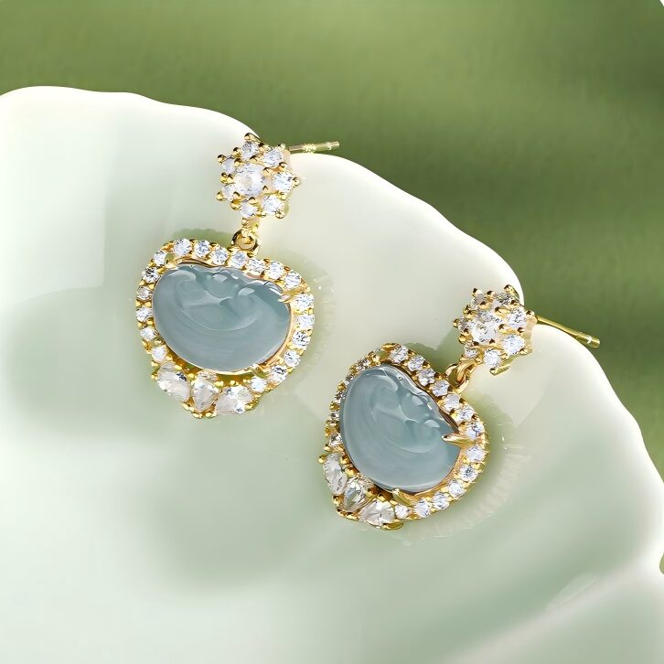 Anti-oxidation Skin-friendly Jadeite Fine Earrings