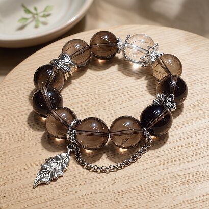 Grounding tea quartz crystal bracelet for calm and emotional balance