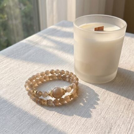  Natural grey moonstone bead bracelet multi size option