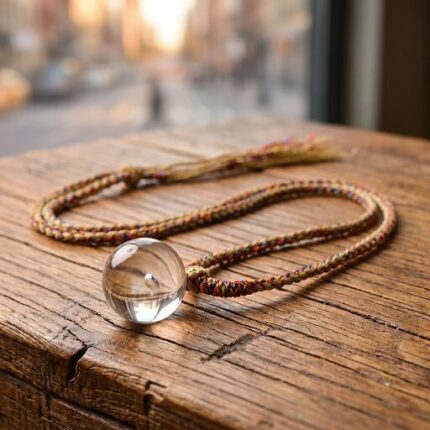 DaoEast Calm 20mm crystal ball necklace with delicate woven color rope - minimalist design