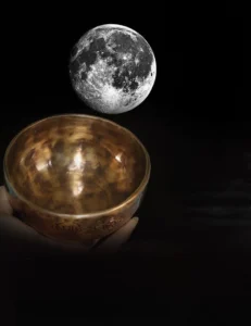 Full Moon Singing Bowl with Om Mani Padme Hum Engraving