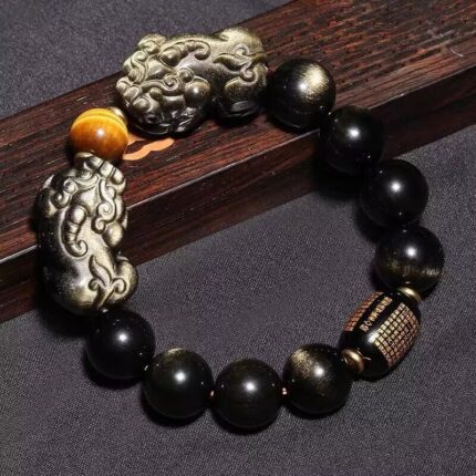 Natural Obsidian Pixiu Bracelet