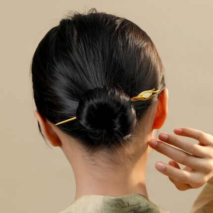 Phoenix feather hairpin scale, 14cm length, gold-plated silver hair ornament proportions