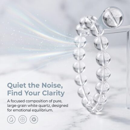 clarity focused mind natural white crystal wrist bracelet