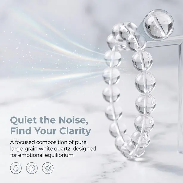 clarity focused mind natural white crystal wrist bracelet