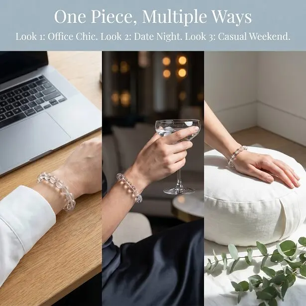 Multiple sizes natural white crystal bracelet for mental clarity