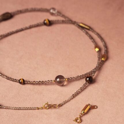 Natural Tiger Eye Crystal Close Up with Tea Crystal Accents