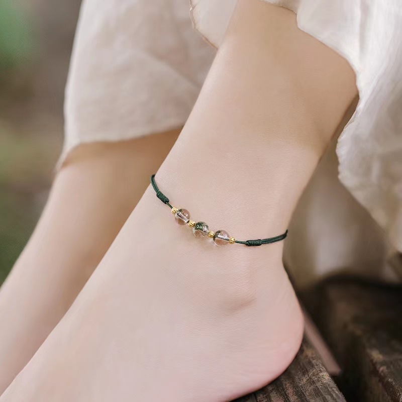 Green Phantom Crystal Anklet Stylish Everyday Wear