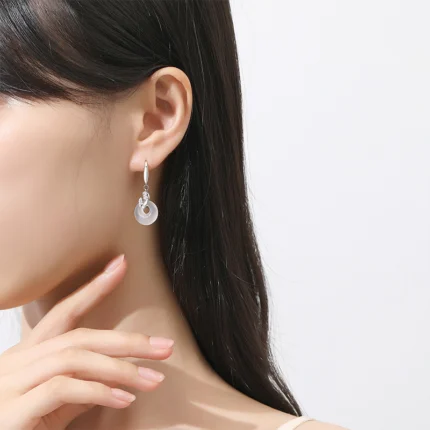 Auspicious Peace Agate Silver Earrings
