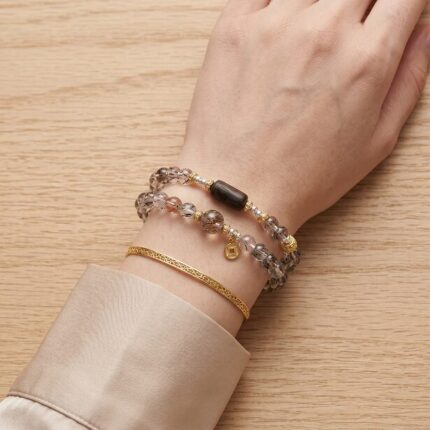 Rare Black Gold Super Seven Beaded Wrist Accessory