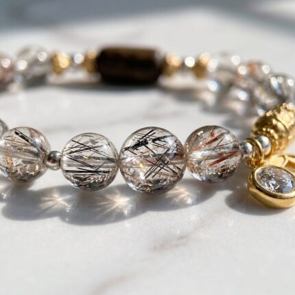 Rare Black Gold Super Seven Beaded Wrist Accessory