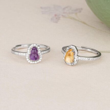  S925 silver amethyst gourd ring fixed size 18.3mm