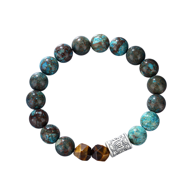 Autumn Stone bracelet worn on wrist, minimalist natural jewelry, grounded everyday crystal bracelet, men women unisex beaded bracelet