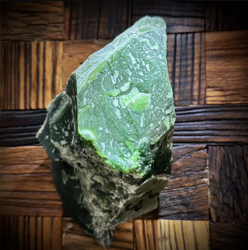 Polished Green Jasper stone, deep forest green crystal, natural stone specimen, minimalist crystal photography