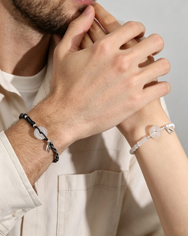 Bamboo Peace Lock Couple's Braided Bracelet Set | DaoEast