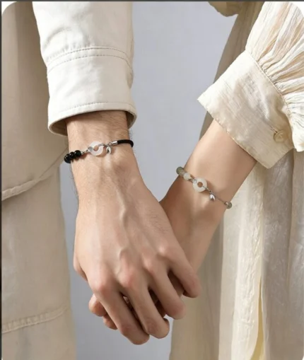 Bamboo & Peace Lock Couple's Bracelet Set | DaoEast
